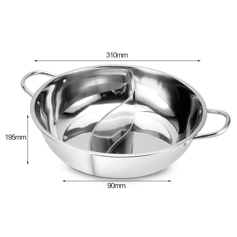 30 см нержавеющая сталь горячий горшок Shabu кухня для приготовления пищи прочная двухместная Индукционная газовая плита домашний горячий горшок суп кастрюля