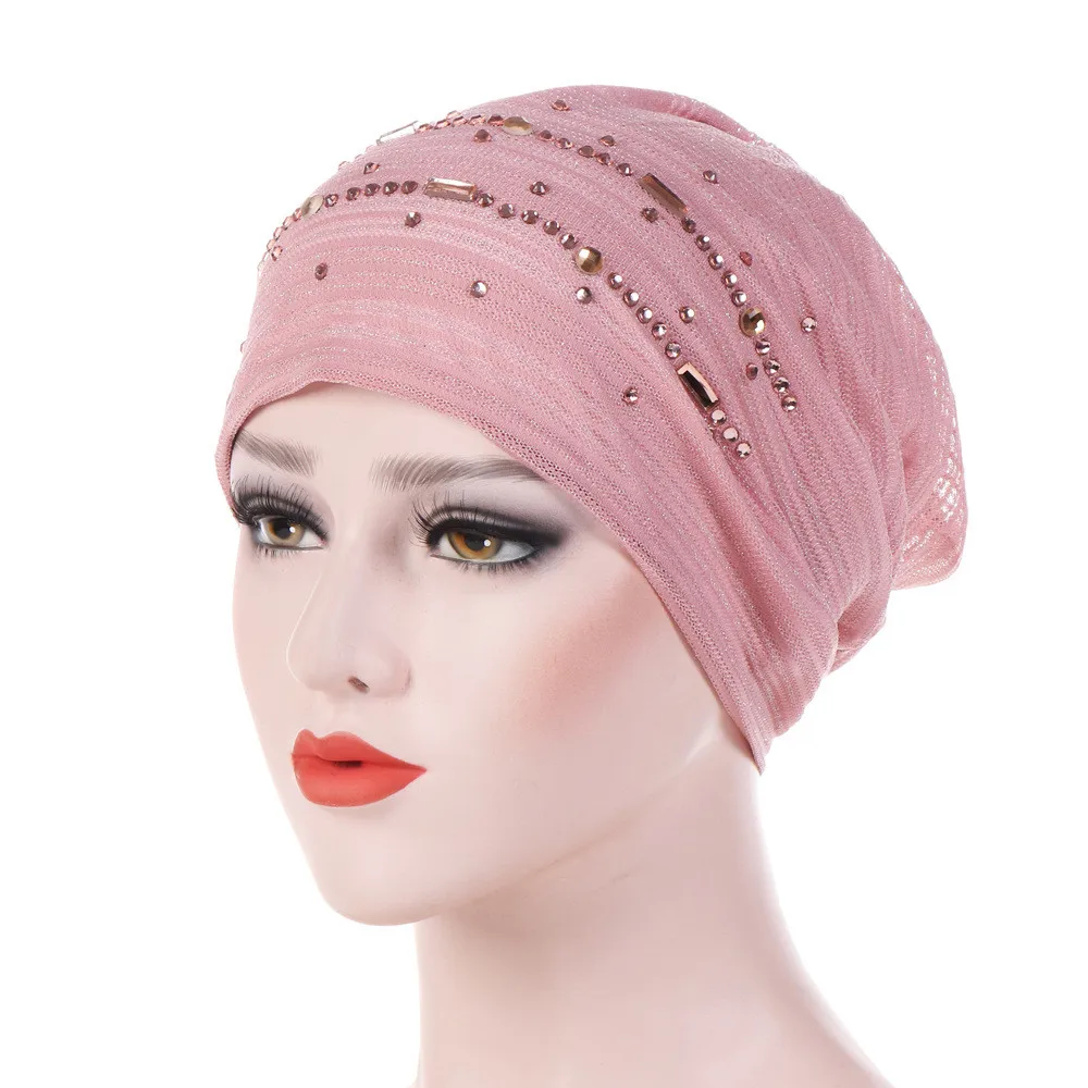 Scarfs For Ladies Muslim Scarves Casual Scarf Rhinestone India Hat Muslim Ruffle Cancer Chemo Beanie Turban Wrap Cap W625