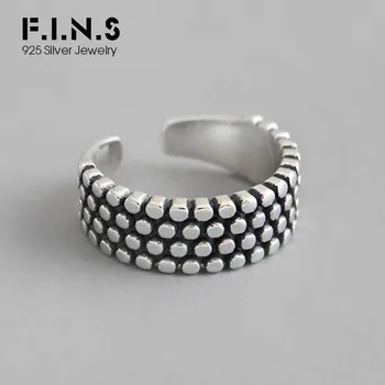 

F.I.N.S Retro 925 Sterling Silver Finger Rings for Women Vintage Beaded Surface Fashion Open Ring INS Style Silver Fine Jewelry