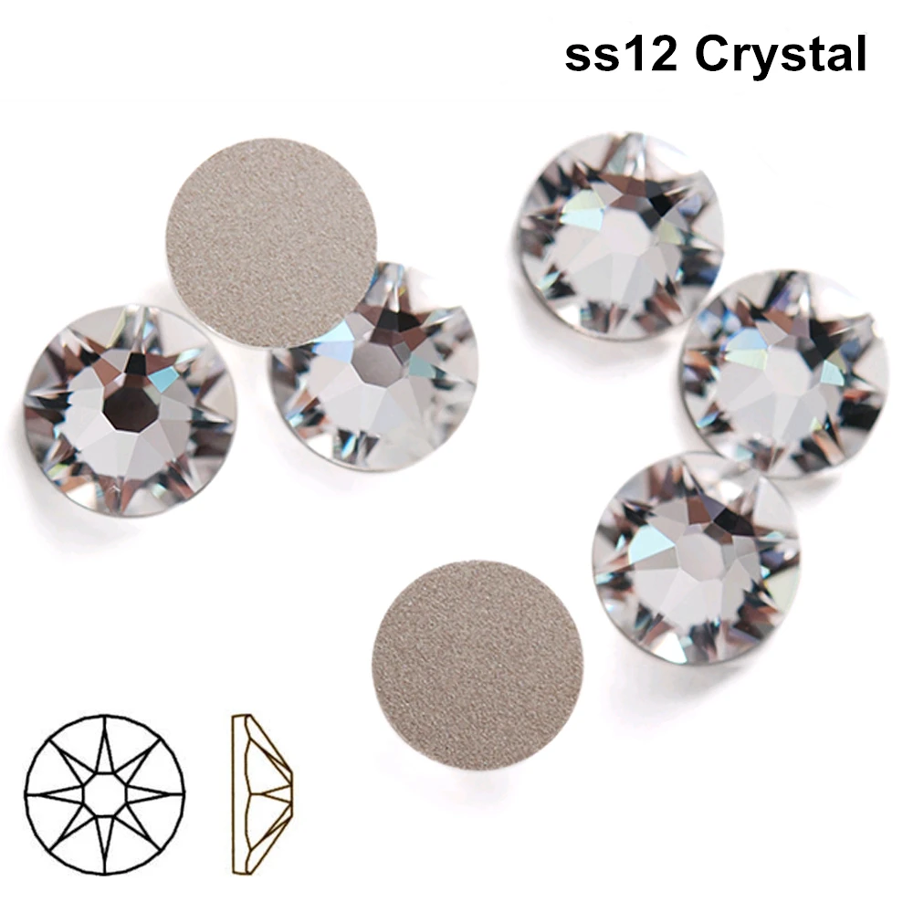

Free Shipping! 1440pcs/Lot, AAA Chinese Top Quality ss12 (3.0-3.2mm) Crystal/Clear Flat Back Nail Art Non Hotfix Rhinestones