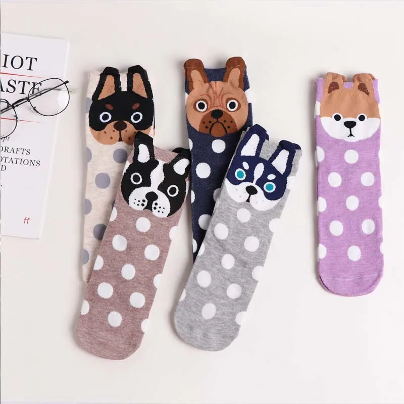 

New cartoon straight female socks adult animal cute female socks puppy cotton comfortable socks