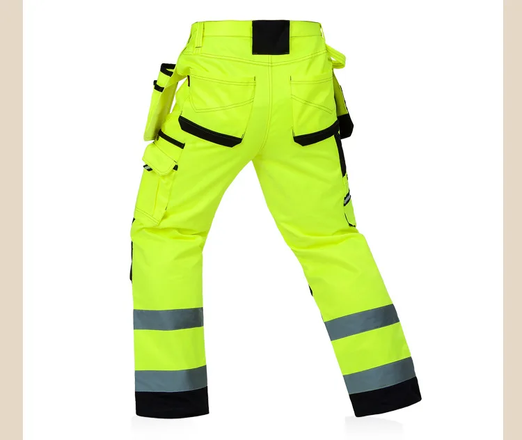 Bauskydd Men Working Pants Reflective High visibility Multi-pockets Work Trousers With Knee Pads Workwear Safety Cargo Pants (14)