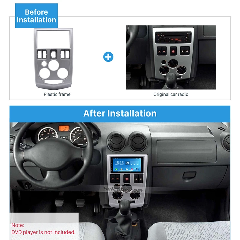 Seicane 2Din Dash установочный комплект радио фасции Для 2004 2005 2006 2007 RENAULT LOGAN CD отделка стерео рама панель