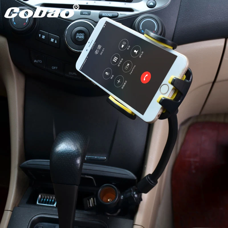 

Cobao universal two USB car charger mobile phone holder stand charging mount holder mobile accessories for most phone smartphone