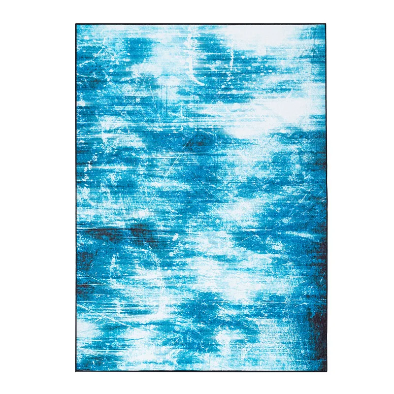 Синий абстрактный художественный дизайн прямоугольные большие коврики моющийся нескользящий ковер для детской комнаты гостиная мягкий коврик