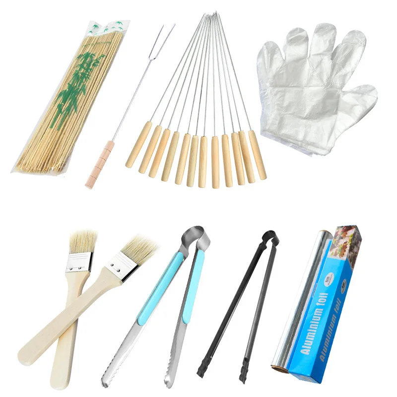 

Barbecue party accessories outdoor barbecue tools BBQ supplies eight sets bamboo skewers kebab kitchen oil brush Tin foil