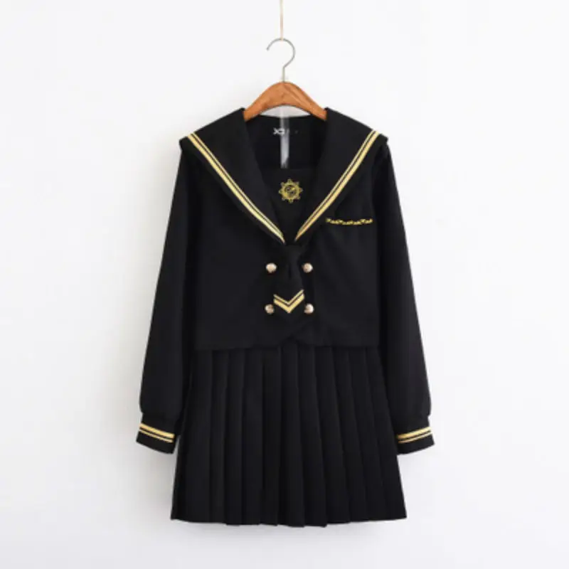

Girls Japanese JK Uniform Japan Sailor Clothes Full Sleeve College School Clothing Pleated Dress Lolita Sets Cosplay Costume