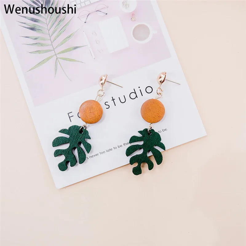 

fashion boho Plant Bohemian Monstera Leaf Drop Earrings for Women Tropical Brincos Jewelry Party Gifts dangle bijoux femme fj008