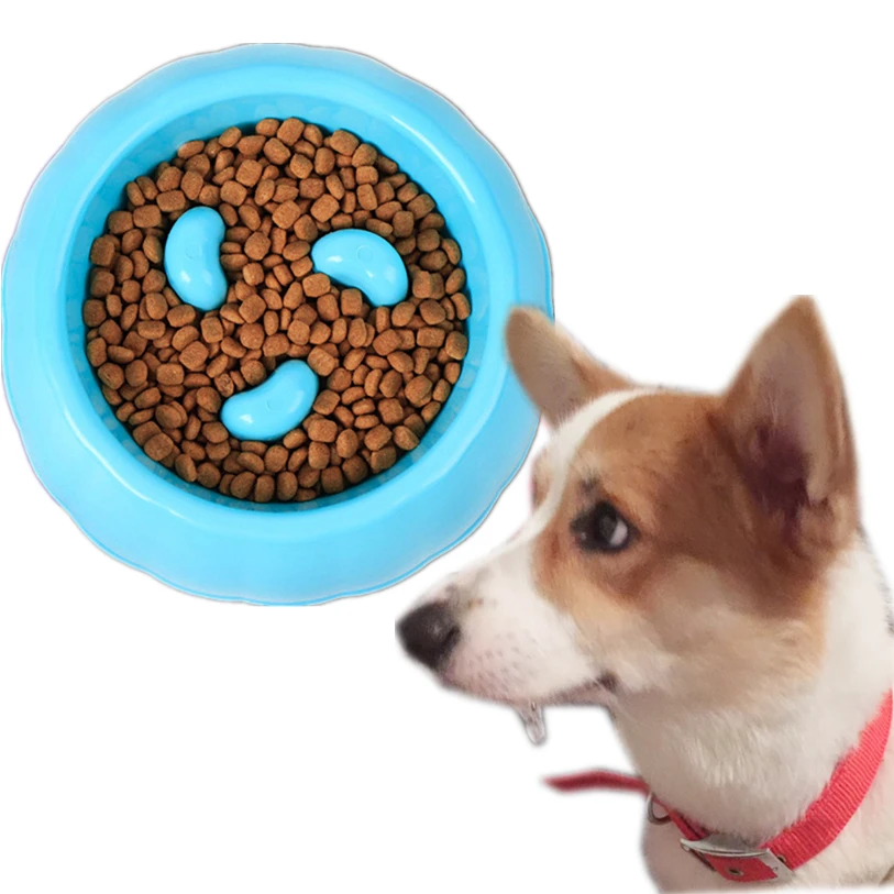 Plastic Pet Dog Feeding Food Bowls Puppy Slow Down Eating Feeder Dish