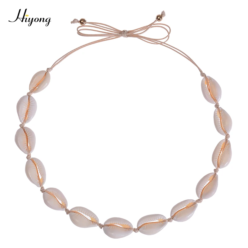 

HIYONG Natural Shell Necklace Choker for Women Seashell Necklace Cowrie Shell Necklace Handmade Cord Beach Jewelry for Summer