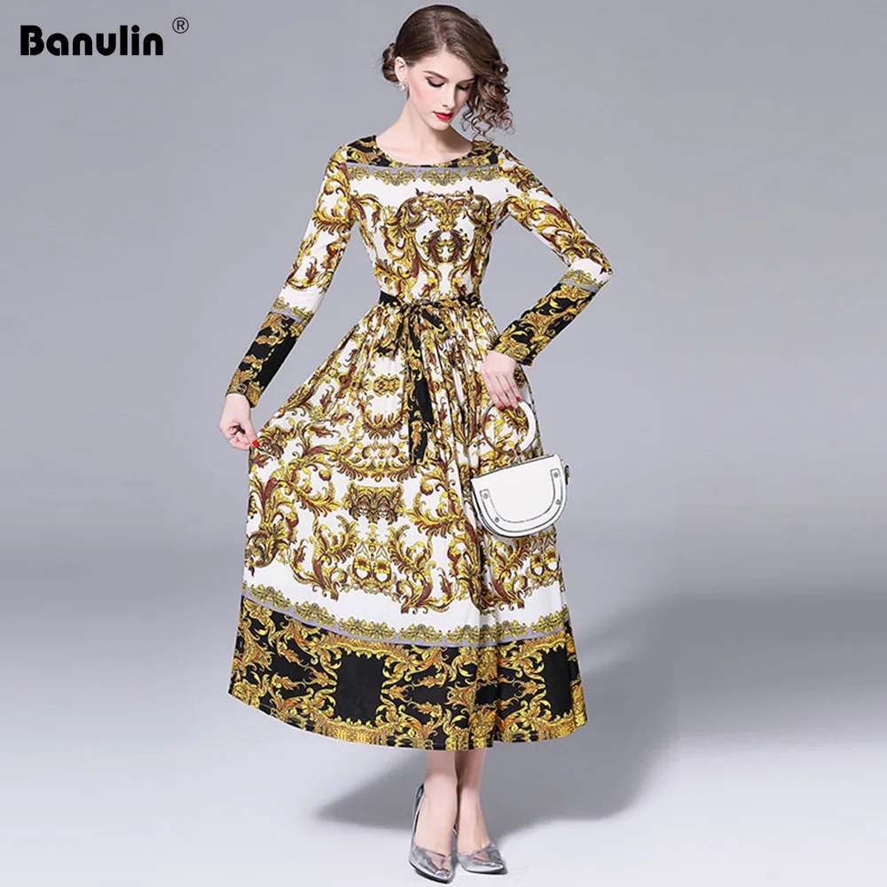 Banulin Runway Dresses Women High Quality Print Long Cotton Dresses For Womens Maxi Dress Party Robe Femme Ete 2019 B8816 Banulin Runway Dresses Women High Quality Print Long Cotton Dresses For Womens Maxi Dress Party Robe Femme Ete 2019 B8816