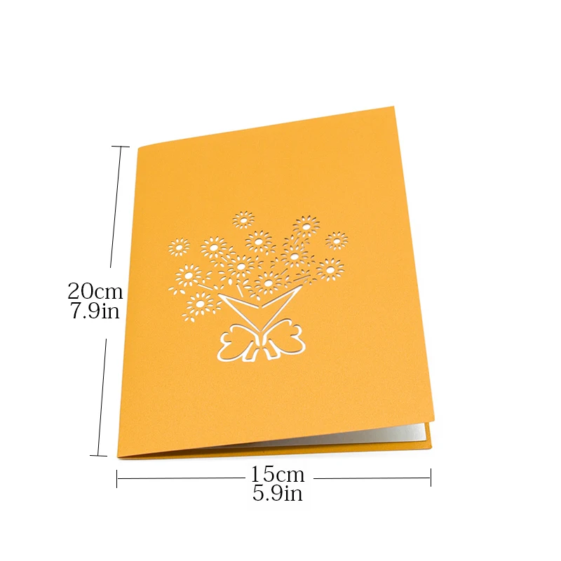  A bouquet of Sunflower 3D Pop UP Card Birthday Gift with envelope sticker laser cut invitation Gree