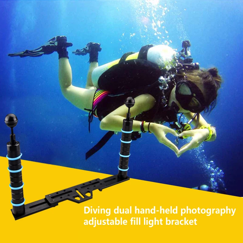 

Dual Handle Aluminium Tray Stabilizer Rig for Underwater Camera Housing Case Fill flashlight Mount