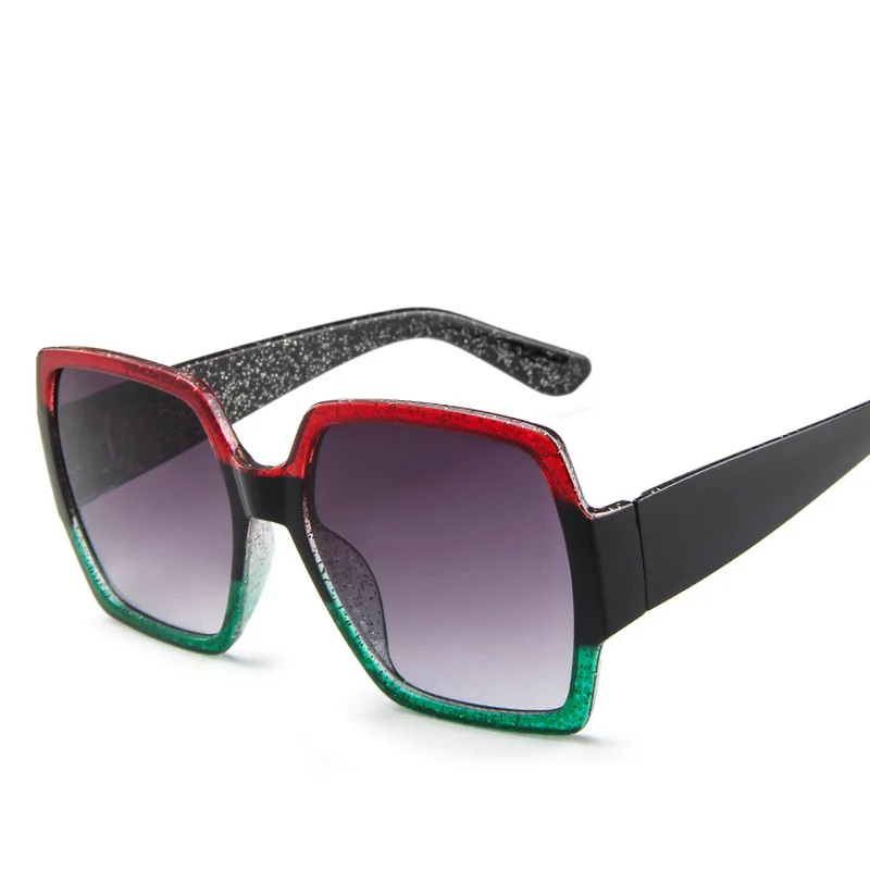 Большие солнцезащитные очки для женщин, фирменный дизайн, Ретро стиль, солнцезащитные очки, красные, зеленые оттенки, солнцезащитные очки для женщин