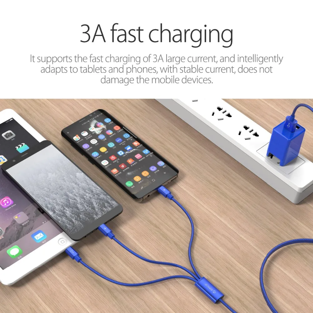 Кабель Micro USB ORICO 3 в 1 8 контактный кабель Type C для iPhone 8X7 6 6S Plus iOS 10 9 Samsung Nokia usb быстрой