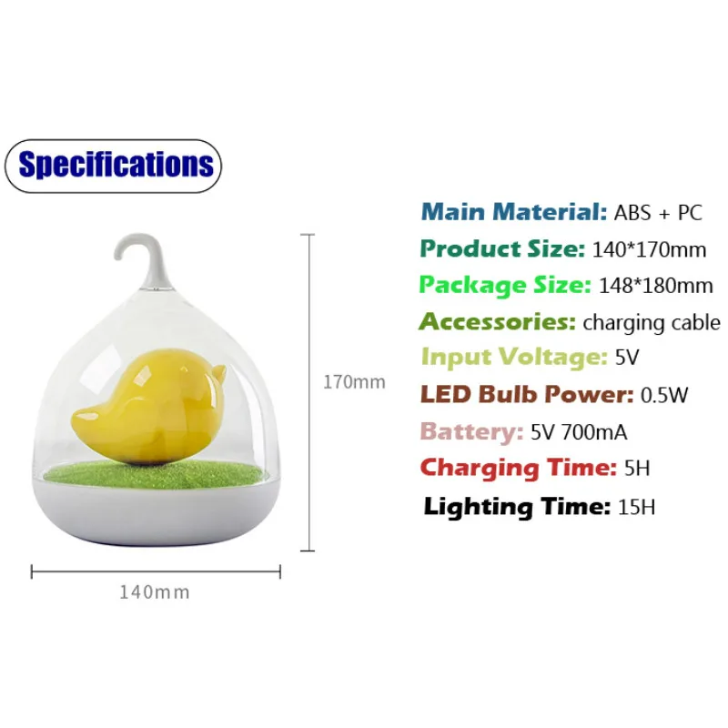 Светодиодный 3D Симпатичные Клетка ночной Светильник вибрации сенсорный Сенсор USB настольная лампа Luminaria Перезаряжаемые Детские Спальня птица ночной Светильник