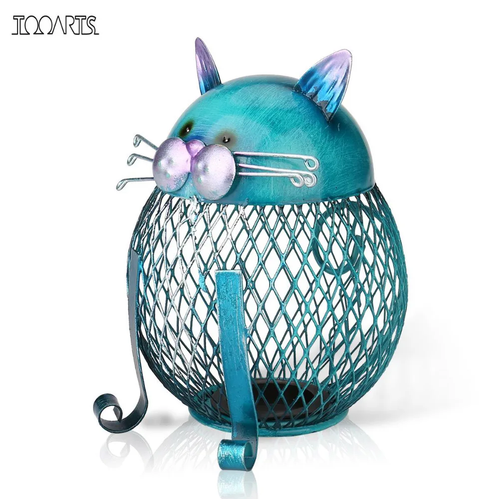 

Tooarts Cat Coin Box Piggy bank Animal ornament Creative ornament Iron art ornament Handcrafts Interior Art Home decoration