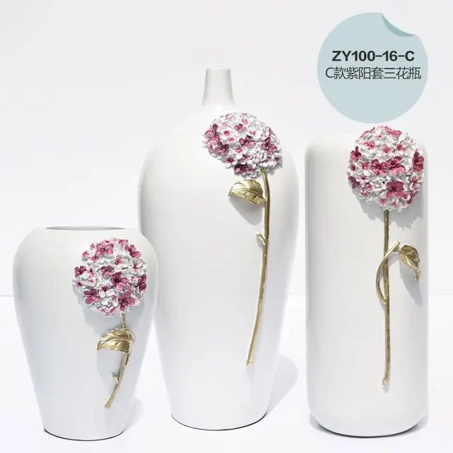 Hydrangea Reusable Resin Flower Vase Home Decoration European Delicate Designed Vase Hydroponic