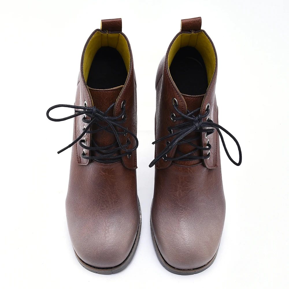 Повседневная мужская обувь из искусственной кожи на шнуровке; сезон осень-зима; теплые модные мужские ботинки в винтажном стиле; Мужская обувь; армейские ботинки в байкерском стиле; D20