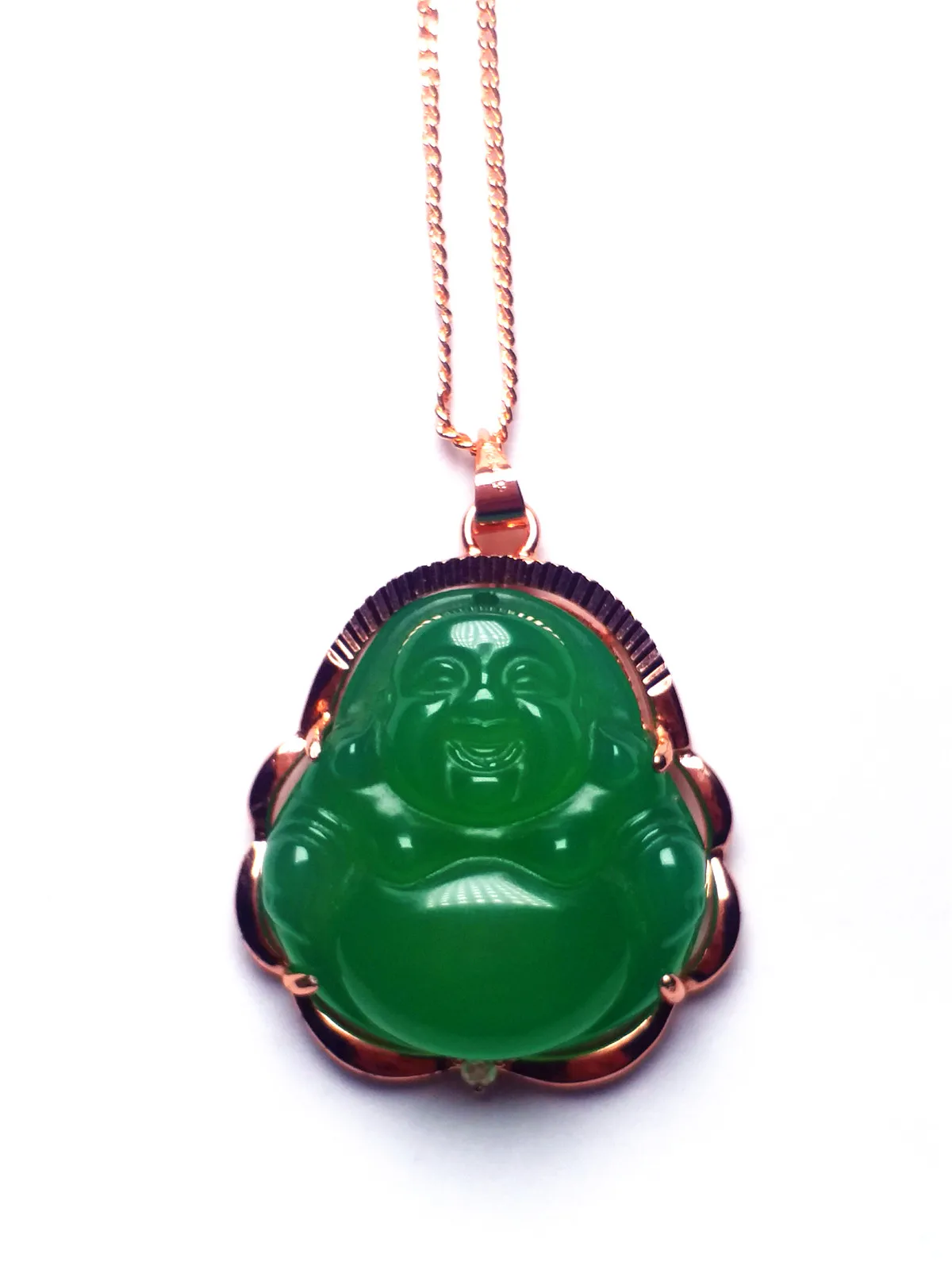 Золото Iced Out зеленый нефрит Будда кулон цепь Цепочки и ожерелья Jewelry драгоценный