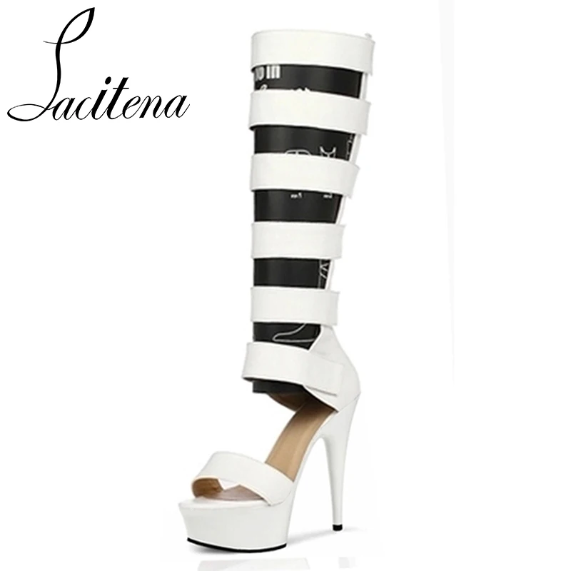 Sandalias rojo Fiesta blanco Tacones Las Rojo Zapatos Romanas Negro Plataforma Blanco Clásicos Altos Vestir Mujeres De Negro Moda wHaqzRgUU
