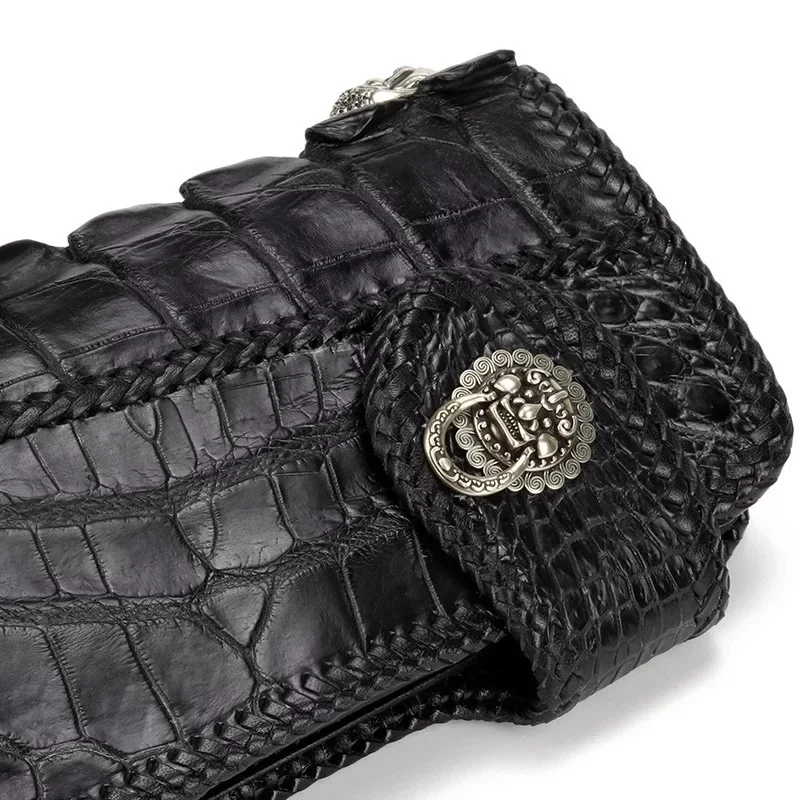 Handtasche Echtem Halter Stil Mann Pre 100 Tasche Kupplung Brieftasche Karte Münze Schwarz Exotische order Große Männer blau Haut Lange Alligator Leder Krokodil SxnUdC