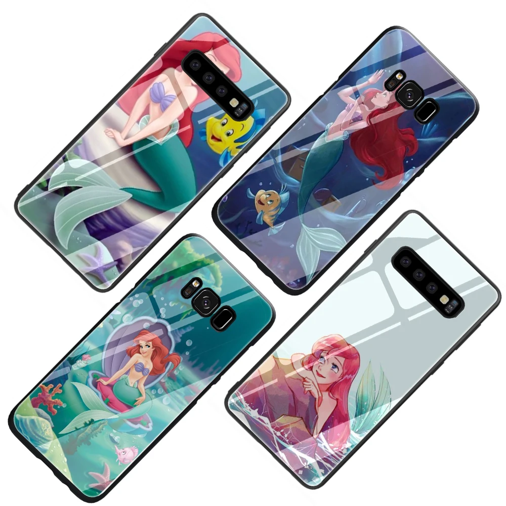 Cartoon Ariel little Mermaid popular Tempered Glass Phone Cover Case for Samsung Galaxy S7 edge S8 9 10 Note 8 9 10 Plus A10 20 30 40 50 60 70