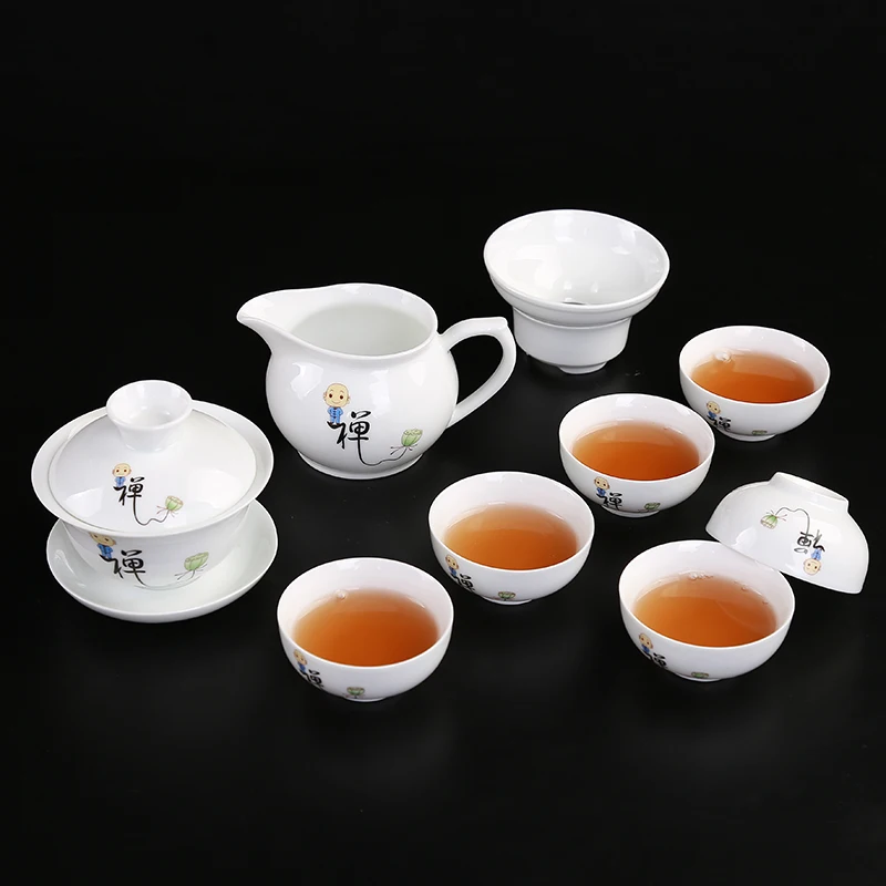 Чайный набор из костяного фарфора, керамический чайник, чайник Gaiwan, чайная чашка для пуэр, китайский чайный горшок, портативный чайный набор, посуда для напитков chahai - Цвет: see chart