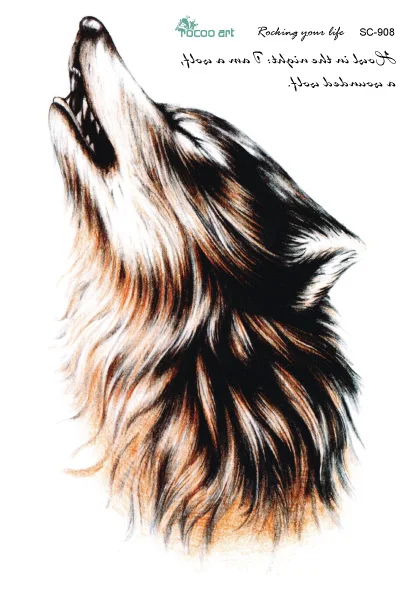 SC2908 Large 3D Sketch Horrible Brown Howl Wolf Head Designs Cool Chest Body Art Temporary Tattoo Stickers Fake Big Tatoos SC2908 Large 3D Sketch Horrible Brown Howl Wolf Head Designs Cool Chest Body Art Temporary Tattoo Stickers Fake Big Tatoos