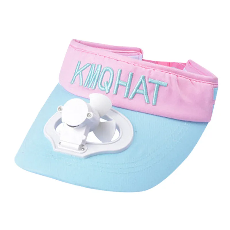 Light blue Summer Fan Cooling Baseball Cap Hat USB Charging Breathable Shade Sunscreen Hat Camping Hiking Peaked Cap#40 - Цвет: Light blue
