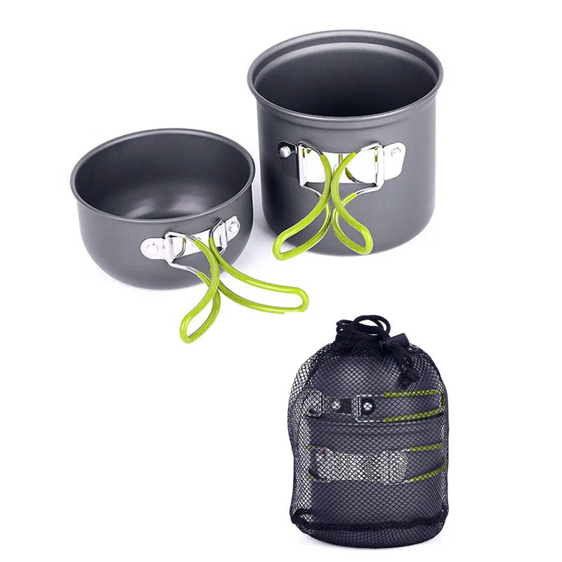

1-2 Persons Set Tableware Kitchen Utensils Outdoor Camping Hiking Ultralight Backpacking Camping Picnic Tableware Pot Pan
