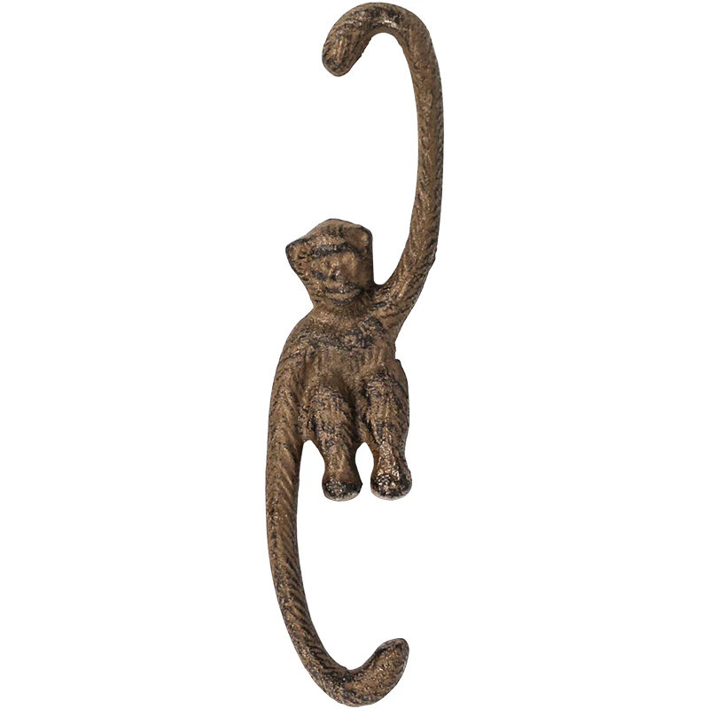 

10 Cast Iron Hanging Monkey S-Hook S Hook Metal Plant Pot Garden Hangers Rustic Brown Vintage Decoration Gardening Animal Crafts