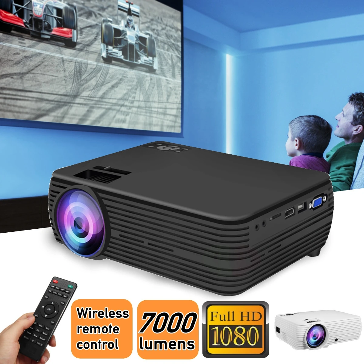 X5 Projector Home Cinema Theater Movie LED Proyector HD Projectors USB VGA HDMI AV TF Support 1080P 7000 Lumens X5 Projector Home Cinema Theater Movie LED Proyector HD Projectors USB VGA HDMI AV TF Support 1080P 7000 Lumens