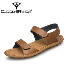 Приятная панда; модные мужские сандалии из натуральной кожи; коллекция года; сезон лето; высокое качество; пляжная Мужская обувь для отдыха; мужские сандалии; большие размеры 38-47