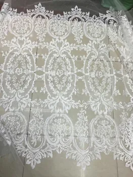

African Lace Fabric 2018 High Quality Lace White Bridal Lace Fabric With Embroidery Flower Nigerian Tulle Mesh Lace Fabrics