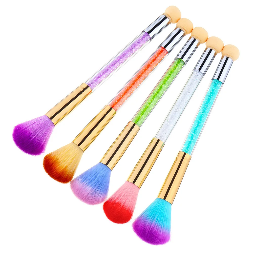 Double-ended Nail Brush Nail Painting Drawing Pen Nail Picking Dotting Gradient Pen Sponge Head with Rhinestone Handle