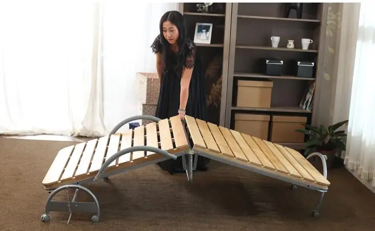 Modern Portable Folding Bed with Wood Slat Bedroom Furniture Rollaway Guest Bed for Adults and Kids Metal Folding Bed Single Modern Portable Folding Bed with Wood Slat Bedroom Furniture Rollaway Guest Bed for Adults and Kids Metal Folding Bed Single