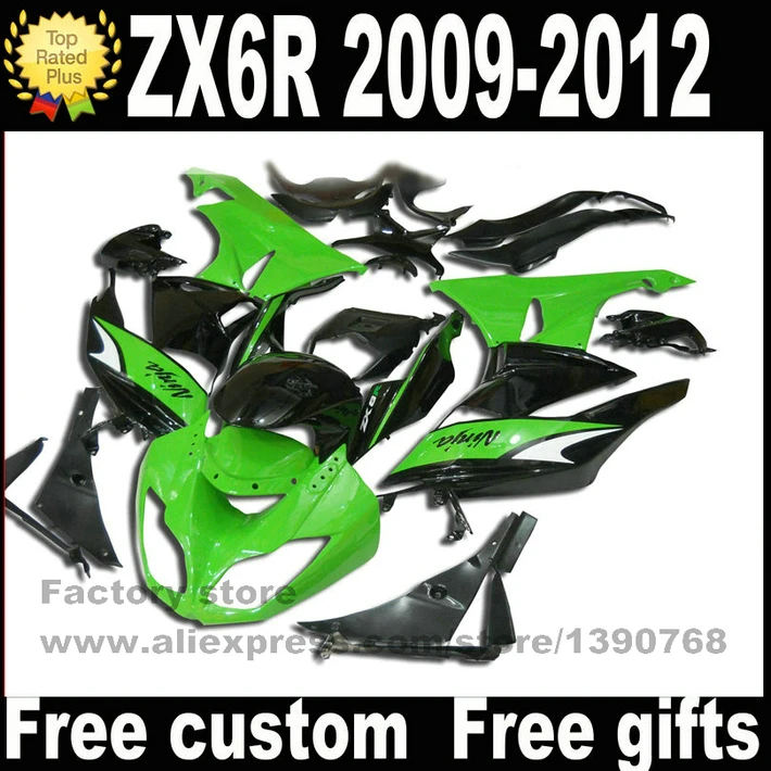 High quality fairings set for Kawasaki ZX6R 2009 2010 2011 2012 green
