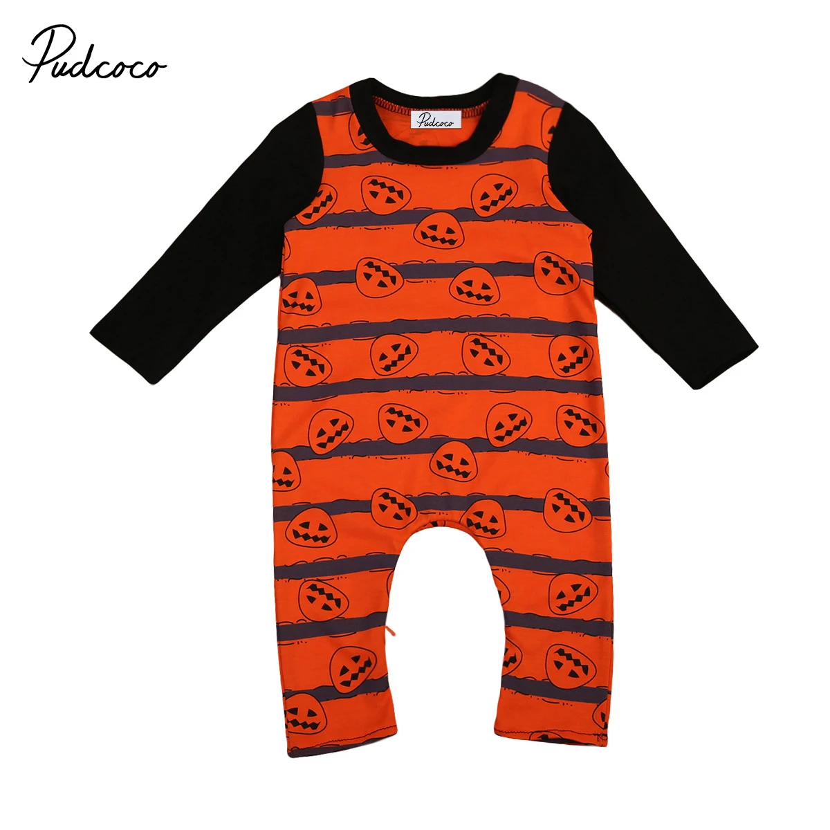 Хэллоуин Детский комбинезон для новорожденного, для малыша костюм для новорожденного мальчика комбинезон с изображением тыквы комбинезон осень наряды 0-24 м - Цвет: Оранжевый