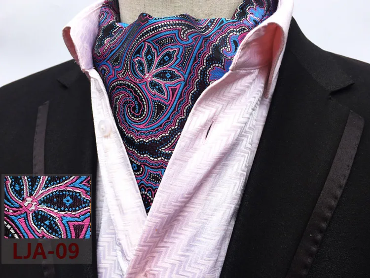 Cravat Ascot Neck-tie Polka Dot Paisley Silk Ties Red Bule Fashion British gentleman scarf Cravat Suit for Men Business Party