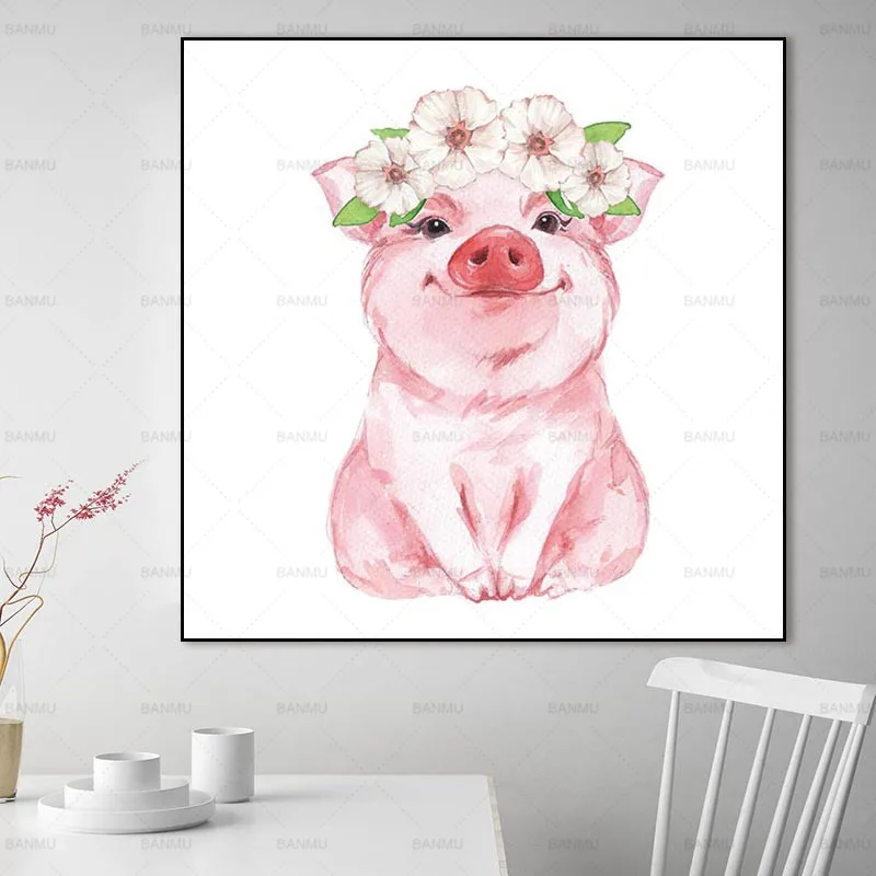 

wall art poster and print picture home decor painting canvas painting wall art picture no frame Prints lovely pigs on canvas