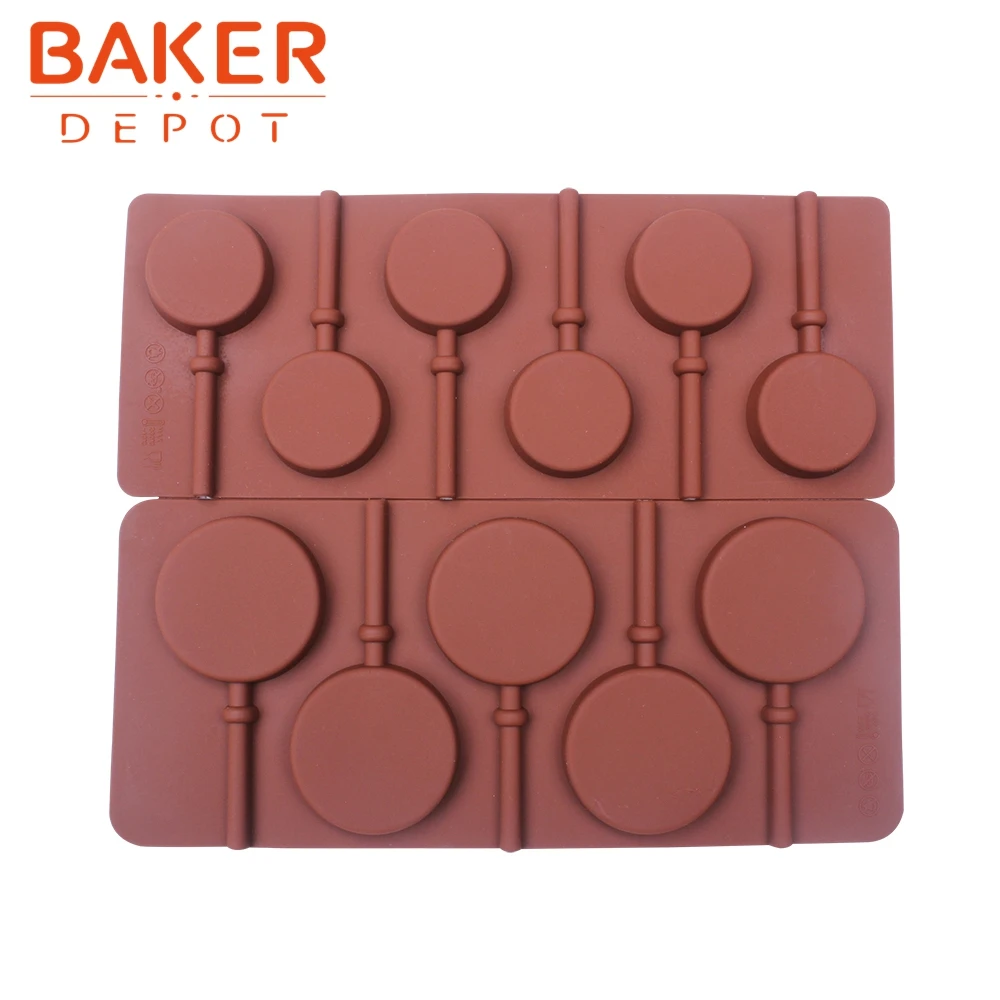 

BAKER DEPOT Silicone lollipop mold for candy chocolate round cake baking molds decorating form bakeware tool bear lolipops molds