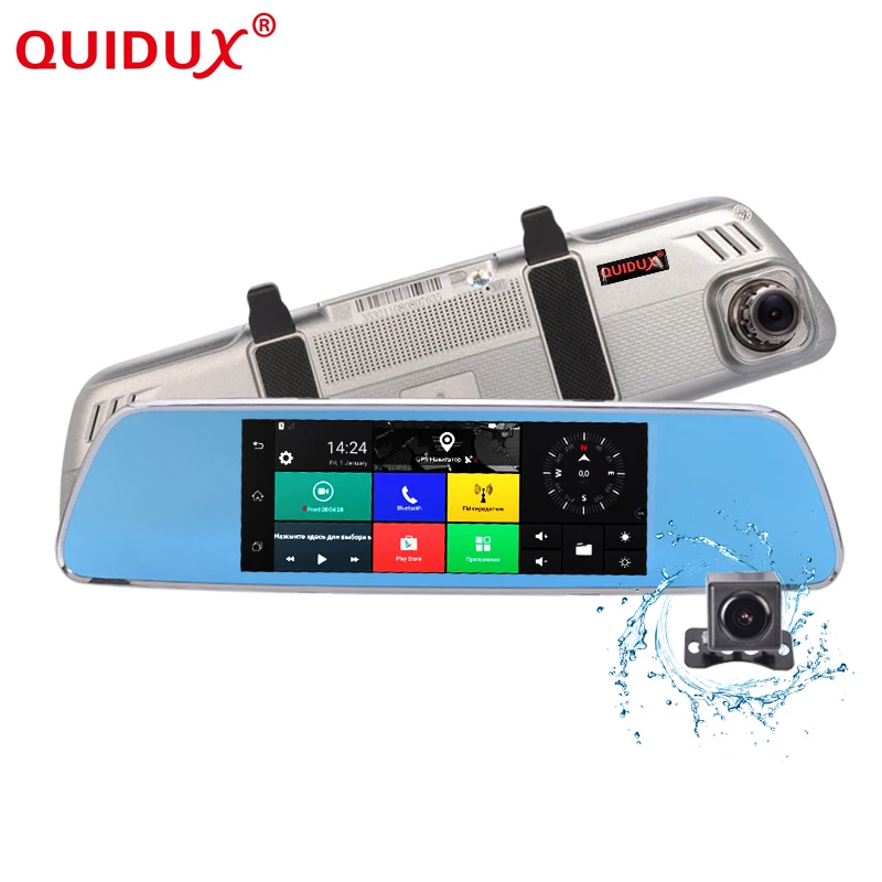 

QUIDUX DVR 3G Android 5.0 GPS 7.0 inch rearview mirror camera ROM 16GB night vision car video recorder car dvr with two cameras