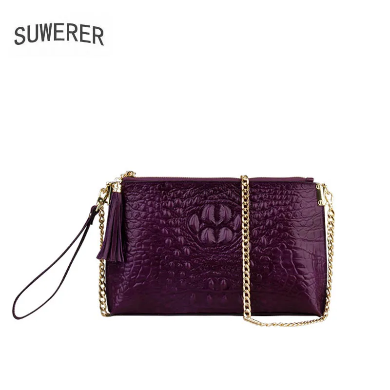 Genuine Leather handbag 2018 New Crocodile Pattern Handmade Leather Envelope Bag Small chain bag Banquet bag Genuine Leather handbag 2018 New Crocodile Pattern Handmade Leather Envelope Bag Small chain bag Banquet bag