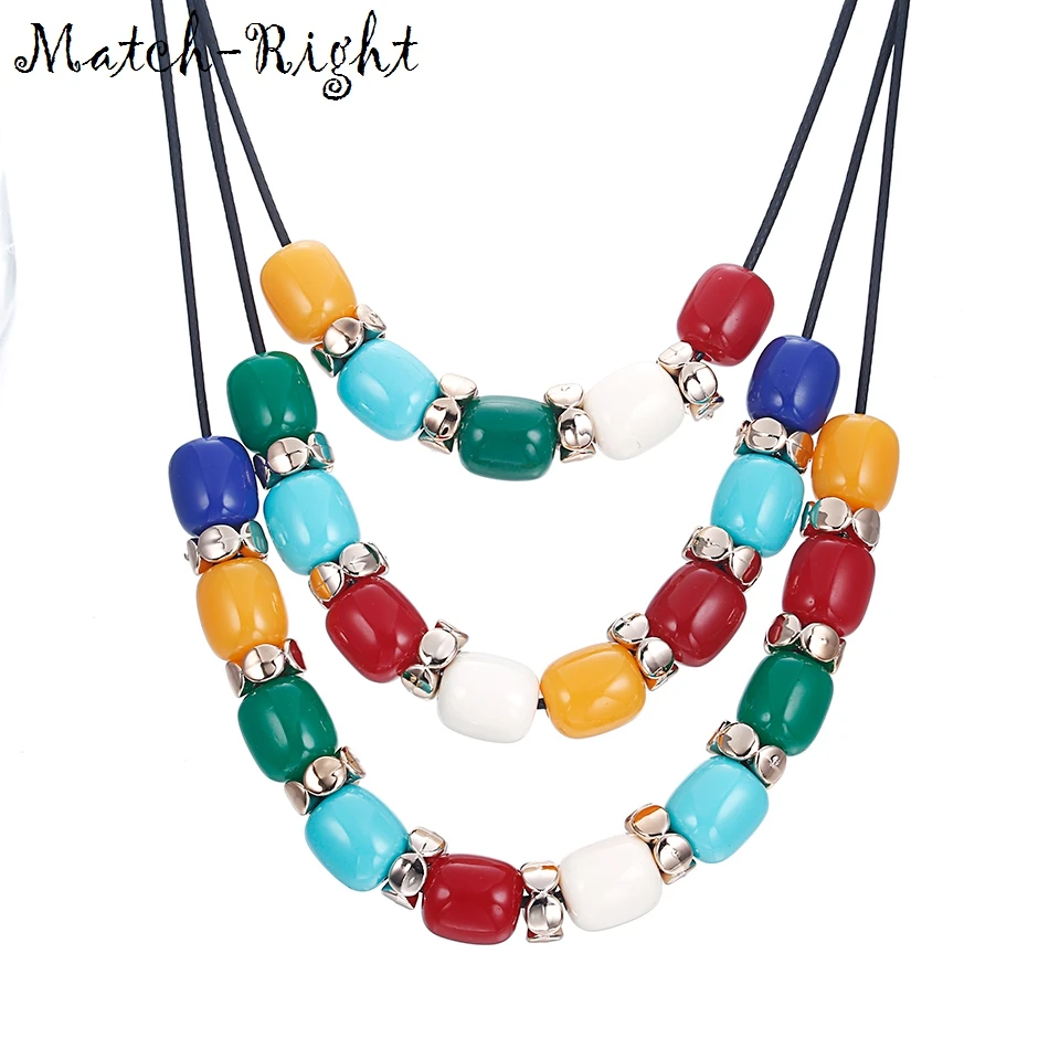 Jogo Direito de Maxi Colar de Várias Camadas de Jóias Das Mulheres Acessórios Corda Cadeia de Contas de Plástico Colares & Pingentes para As Mulheres KK067