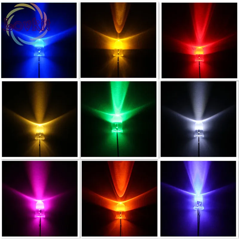 

1000pcs/lot 11 Colors Optional 5MM Round Top led 5mm Ultra Bright LEDs light Emitting Diodes Electronic Components Wholes