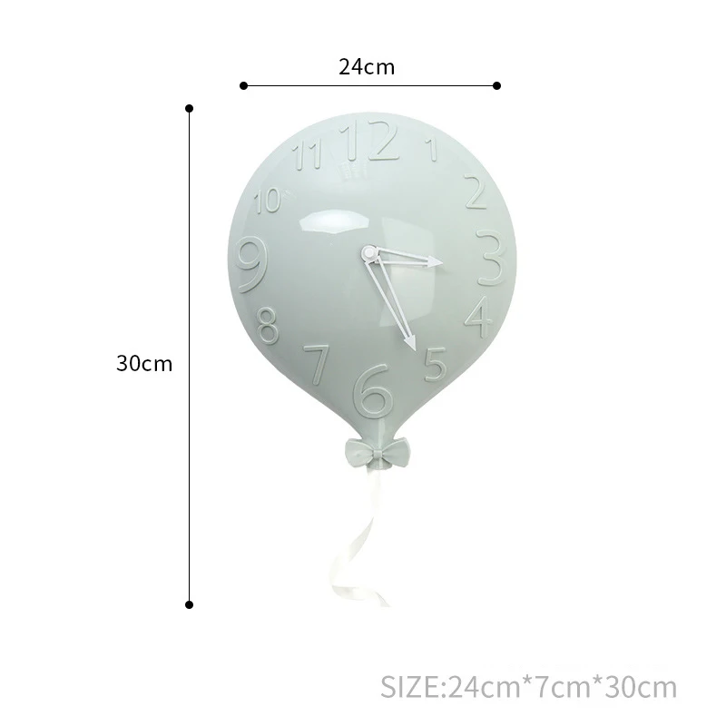 7/цвет 30*24 см милые новые модные простые бесшумные воздушные шары настенные часы немой гостиной спальни домашний декор - Цвет: Gary