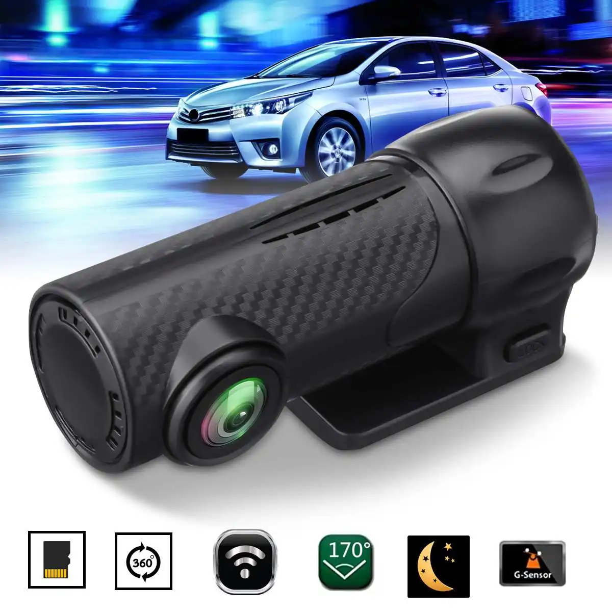 

Full HD WIFI Mini Car DVR Camera Night Vision 1080P 360 Degree Rotating Dash Cam Video Driving Recorder Paking monitor G-sensor
