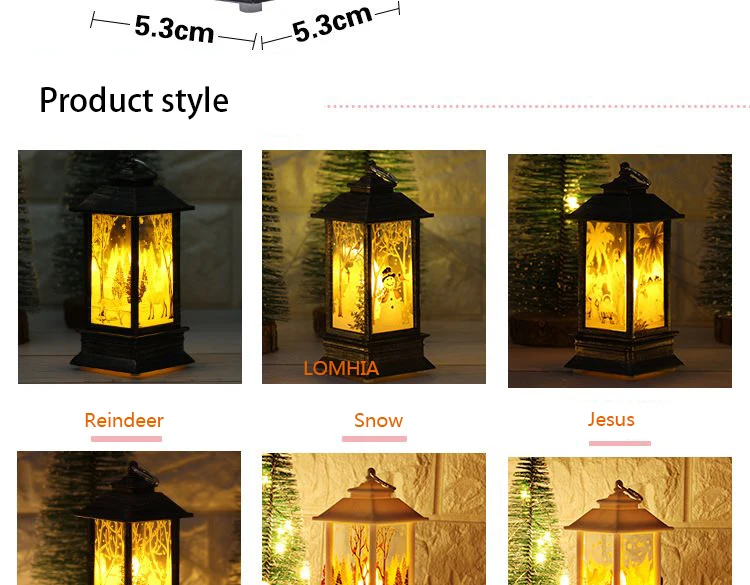 Christmas Elk Snowman Santa Claus Mini LED Night Light Hanging Candle Lantern Table Lamp  9