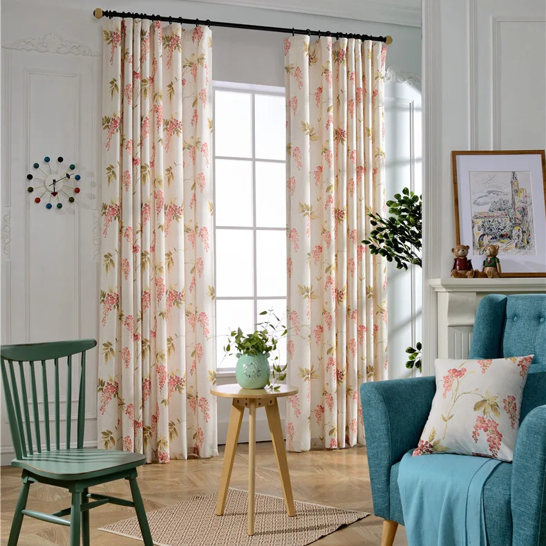 

NAPEARL New Korean Japanese cotton printed curtains cloth factory wholesale printed linen bedroom curtain floral design curtain